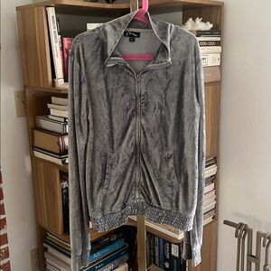 Gray Zip-Up velour Jacket